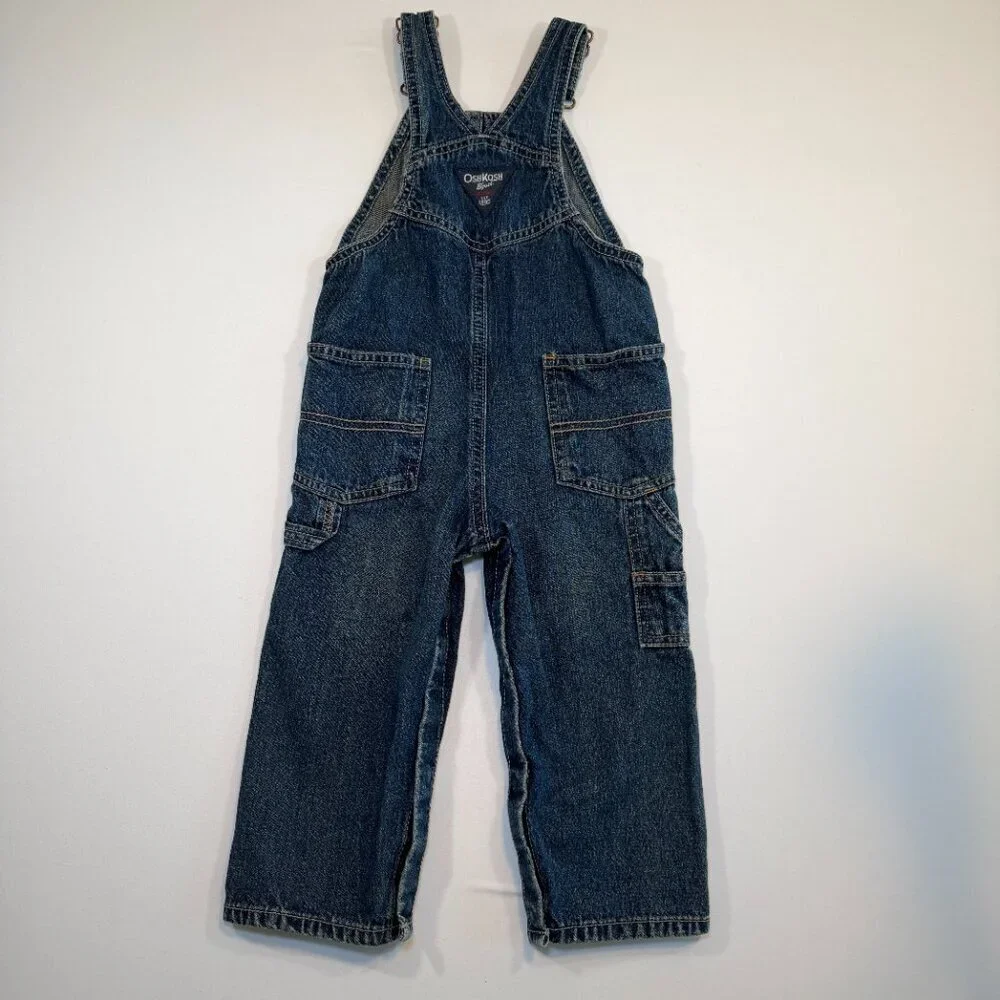 OSH KOSH B'Gosh Denim Overalls Vestbak Dark Blue Jean 24 Mos Vintage